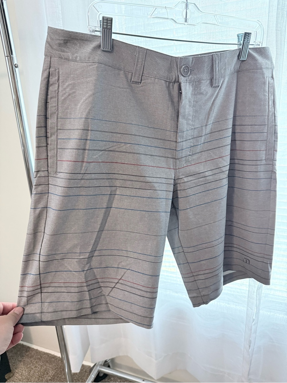 Christopher & Banks Gray Flat-Front Striped Men's Shorts